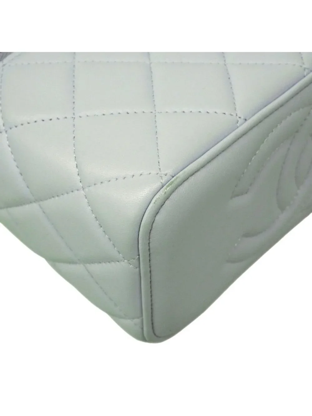 Chanel Vanity Bag Quilted Lambskin Sky Blue Champagne Gold 2-Way Bag
